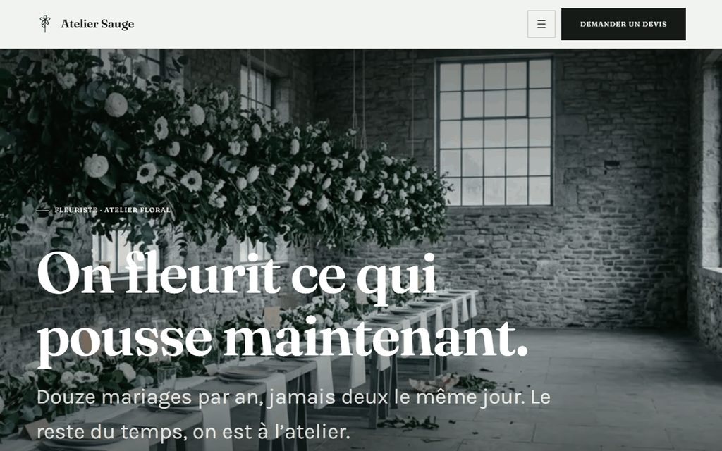 Un détail du site Thème fleuriste